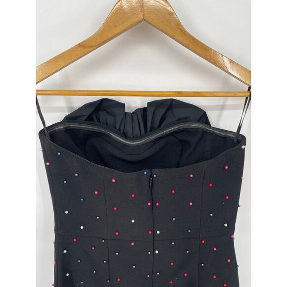 Rebecca Vallance Black Pollock Pearl Embellished Strapless Mini Dress size US 6 - Picture 6 of 11